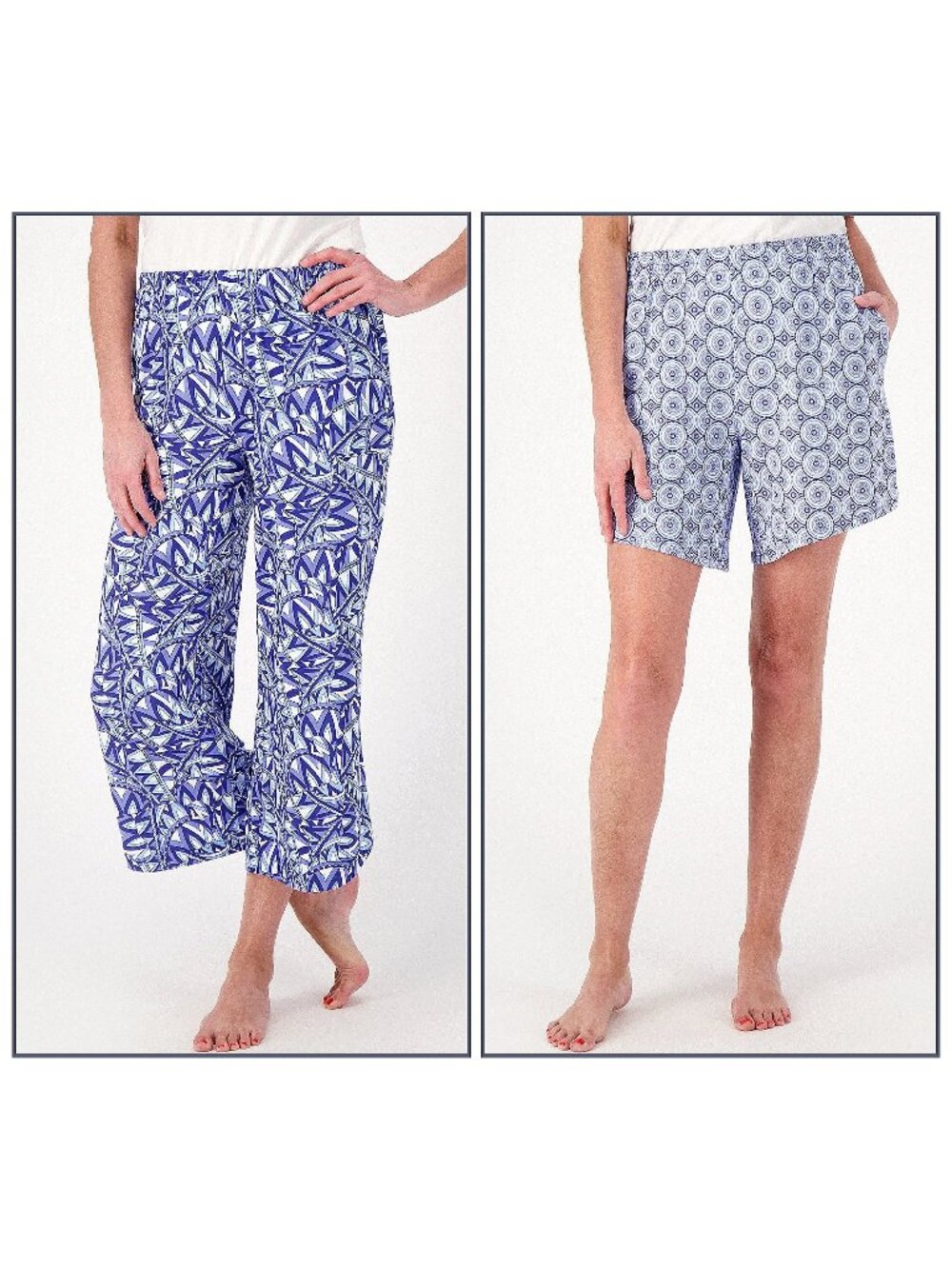 AnyBody Pajama Bottoms XS Petite Lush Jersey Set of 2 Periwinkle Geometric NEW